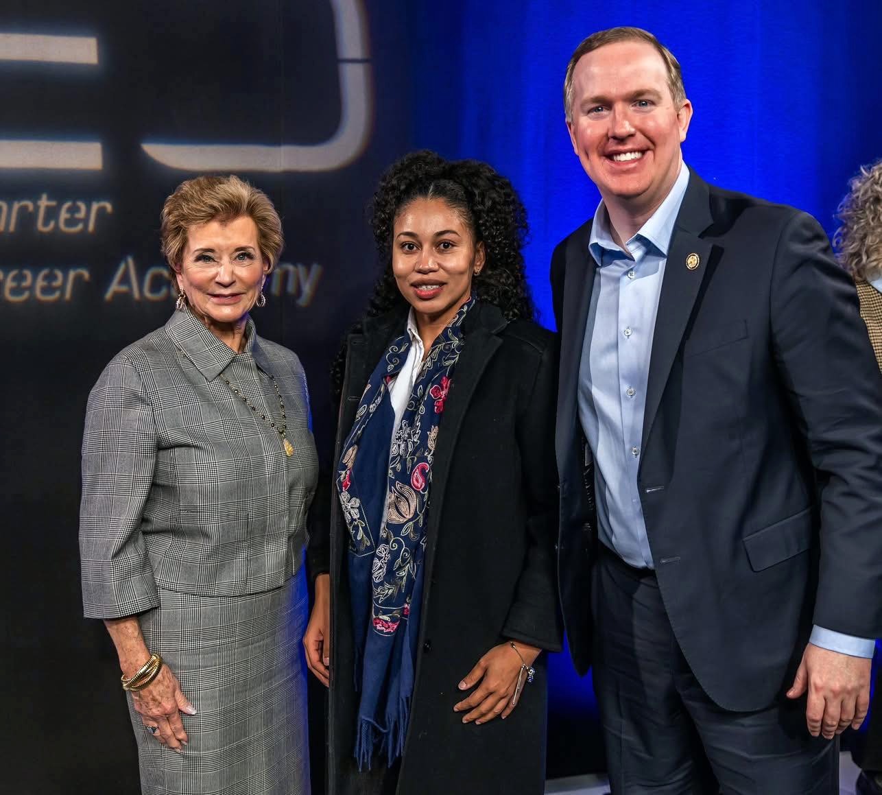 Nina Blackwelder with Secretary McMahon and Congressman Brian Jack
