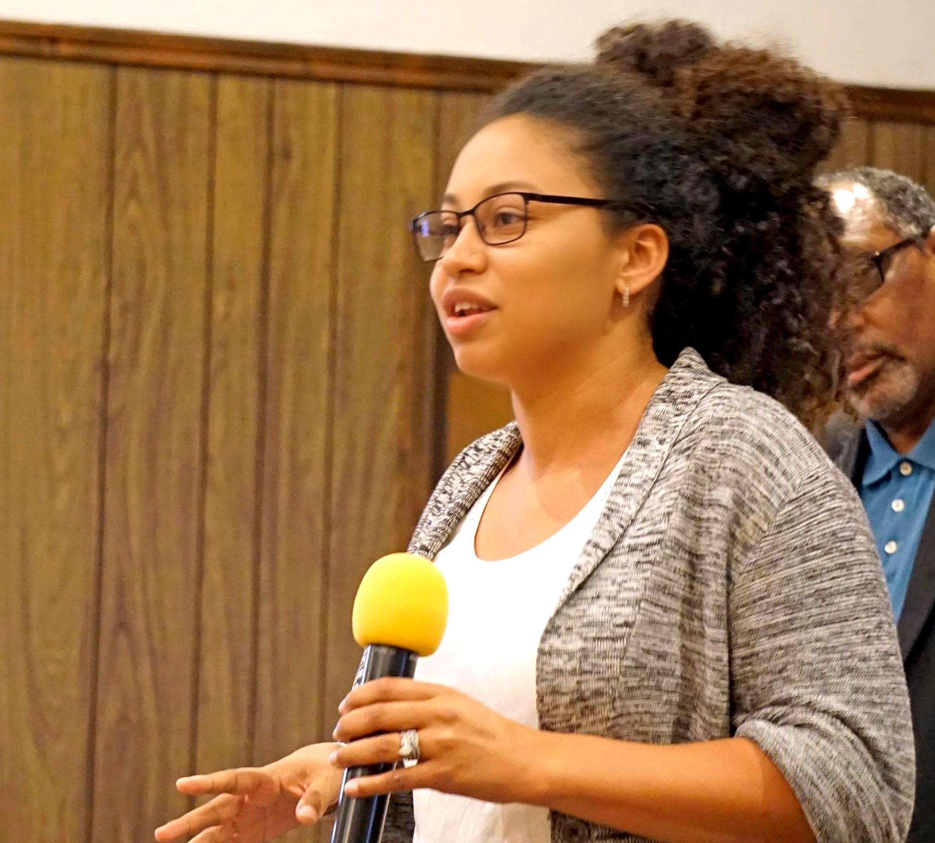 Nina Blackwelder speaking at community event